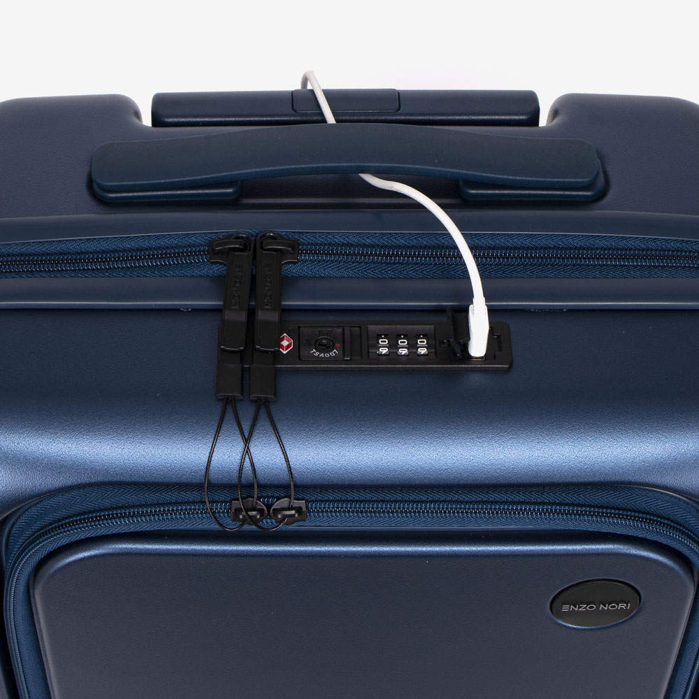 CarryOn With Laptop Compartment ENZO NORI SYDNEY2 55 cm Polycarbonate Blue EN0352SBlue